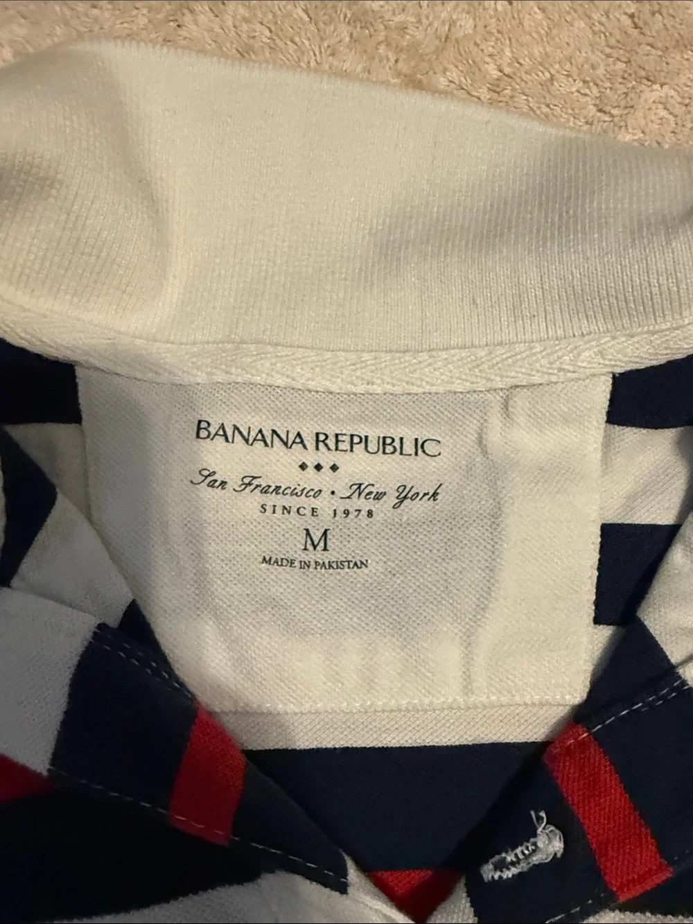 Banana Republic Kids Navy, White & Red Striped Polo